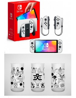 Consola Nintendo Switch Oled White Japan Import + Vaso Green Glass 7 Años