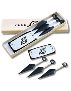 Set Naruto 3 Kunai + Bandana aldea de la hoja